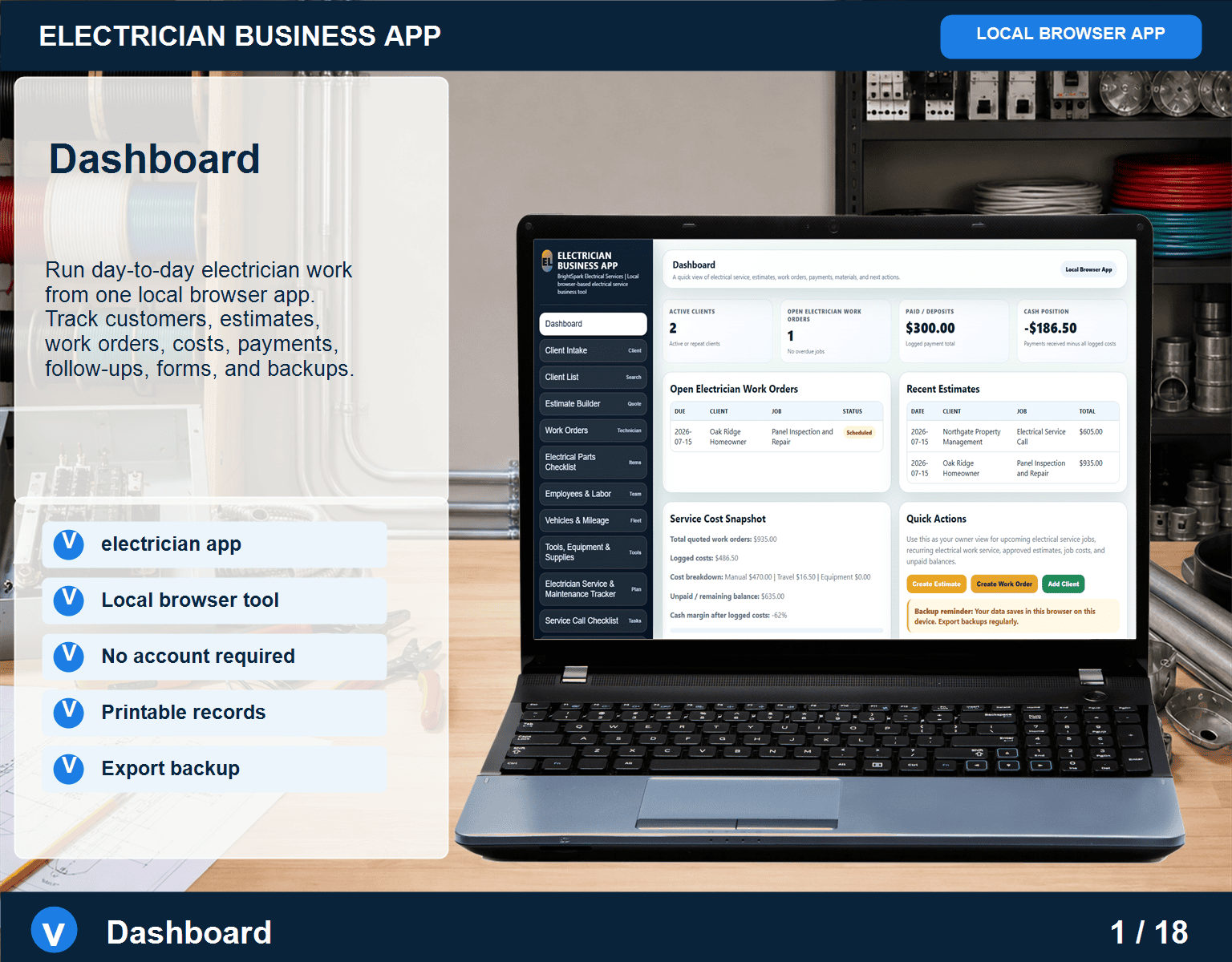Electrician Business App — Browser-Based (image for) Electrician Business App — Browser-Based