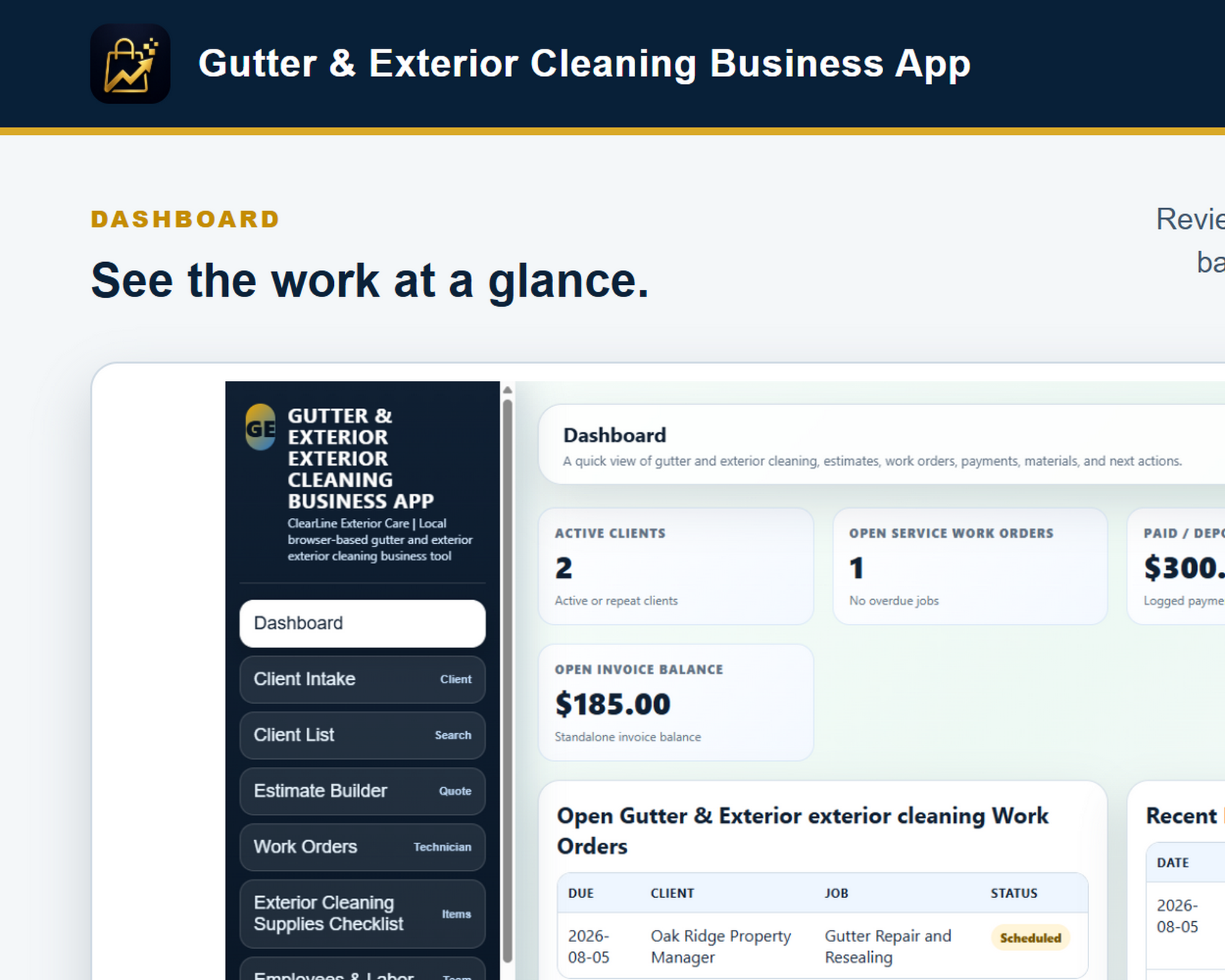 (image for) Gutter & Exterior Cleaning Business App