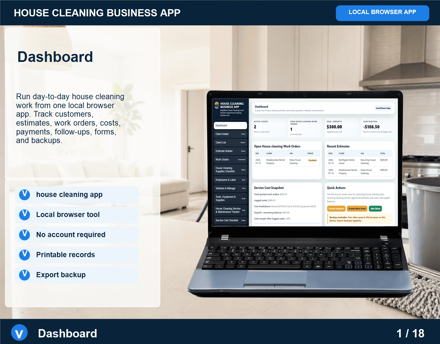 (image for) House Cleaning Business App — Browser-Based