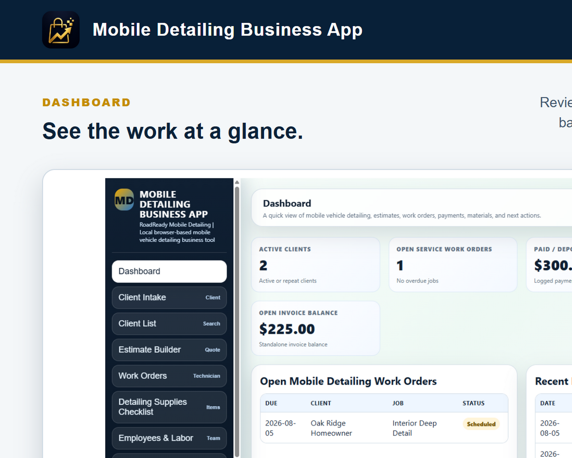 (image for) Mobile Detailing Business App