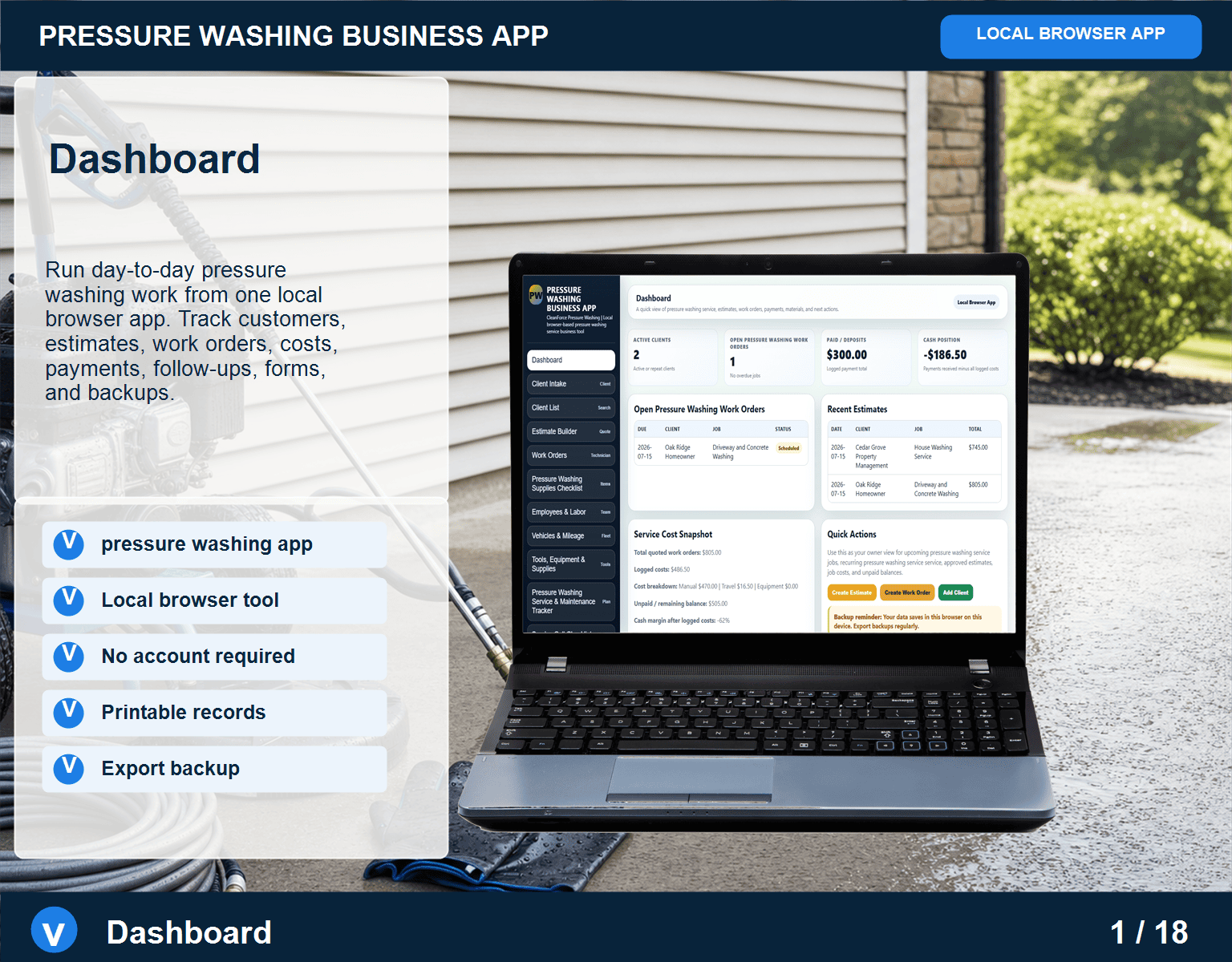 Pressure Washing Business Operations App — Browser-Based (image for) Pressure Washing Business Operations App — Browser-Based